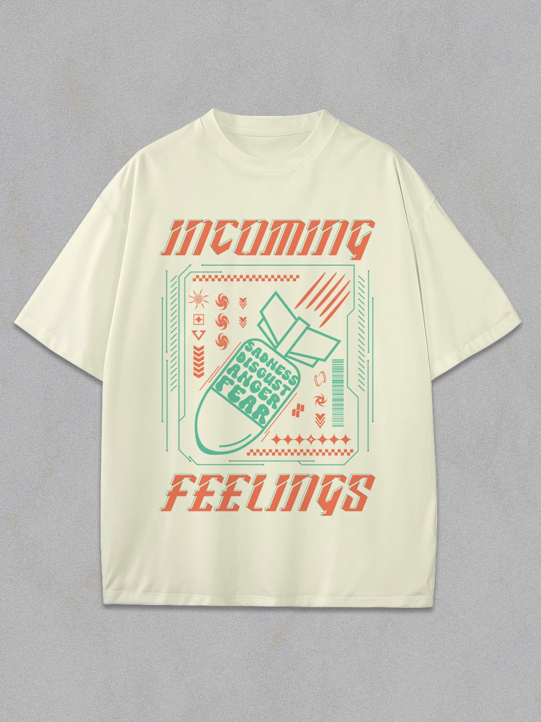 Income Feelings Oversized T-Shirt-Half White / M