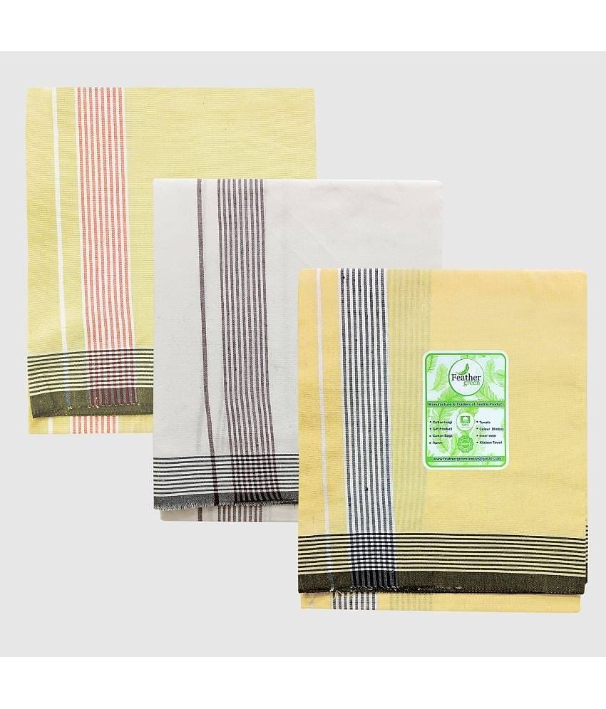 Feather Green - Multicolor Cotton Men's Lungi ( Pack of 3 )