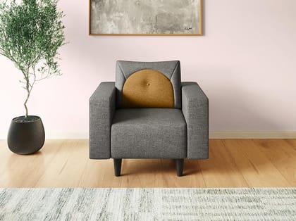 Windle 1-Seater Fabric Sofa (3-Years Warranty, Solid Wood, Taupe and Camel)