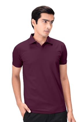 Wing Polo - Heavy Dobby Johnny collar Polo-Pure Maroon / S