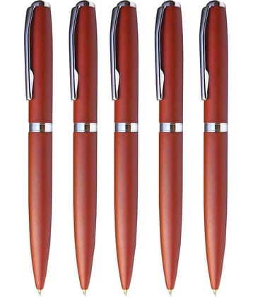 KK CROSI Metal Pen Pack of 5pcs Brown Colour Ball Pen  (Pack of 5, Blue Ink)