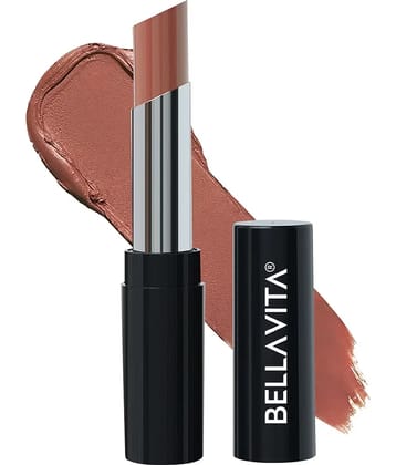 BellaVita Comfort Matte Priming Lipstick Intense Colour Creamy Matte Finish Intense Smooth Glide Color Locking Technology Talc Free Toffee Nude 3.5 gm