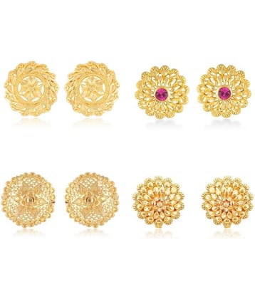 Vighnaharta - Golden Stud Earrings ( Pack of 4 )