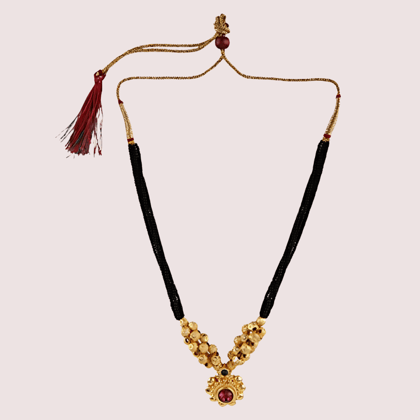 Traditional Gold Plated Thushi Mangalsutra Pendant Necklace