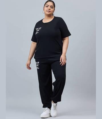 AUSTIVO Women Printed Top With Joggers Co-Ord Set ( Black )