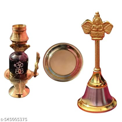 Combo Pack for Shivji PujaPure Brass Shivling ,Ghanti Bell with Puja Bhog Plate