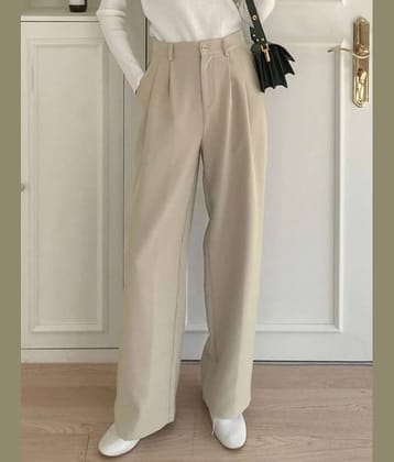 Broadstar Pack of 1 Polyester Baggy Women's Casual Pants ( Beige )