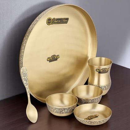 Bronze Thali Set - 6 Pcs Elegant Dinnerware
