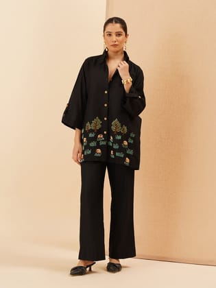 Black Agnès Button Down Co-Ord Set-XS / XS