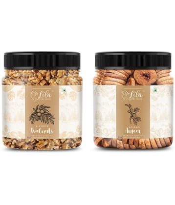 Lila Dry Fruits Figs (100gm) & Walnuts(100gm) Combo | Anjeer Walnuts Combo