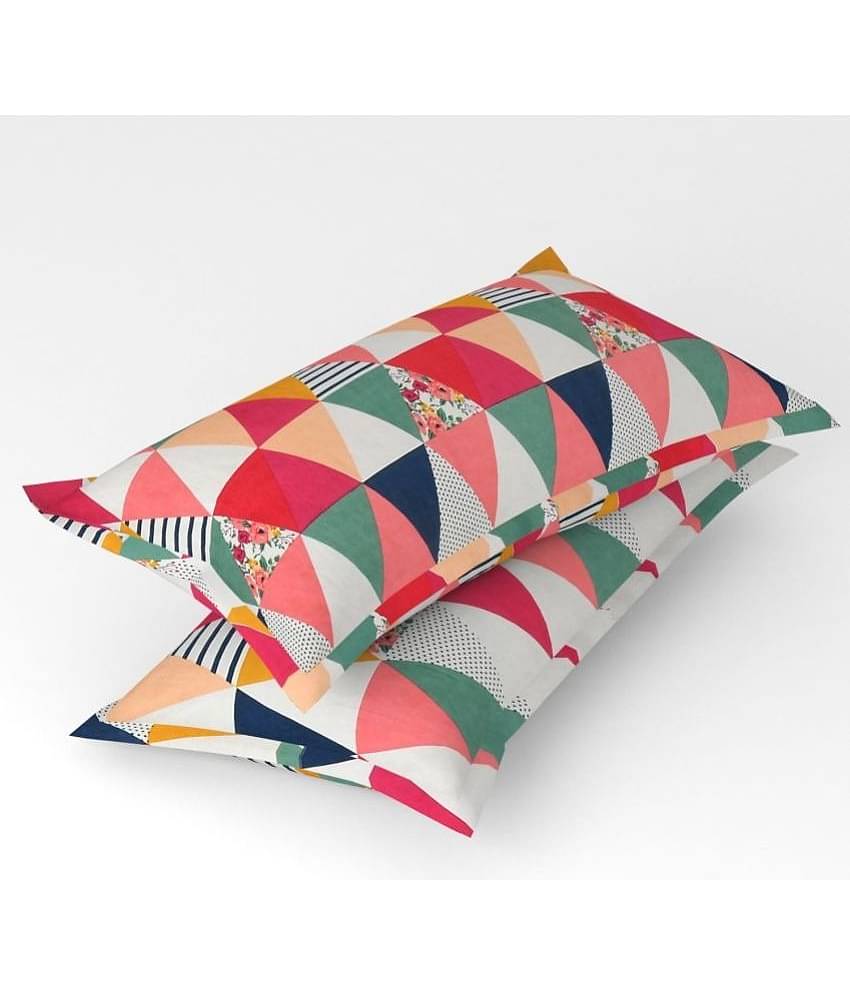 Handloomwala - Pack of 2 Poly Cotton Abstract Printed Regular Pillow Cover ( 66.04 cm(26) x 43.18 cm(17) ) - Peach