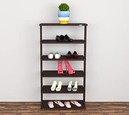 DAS Néstor Engineered Wood 6 Tier Shoe Rack Organizer Flowery Wenge Finish DAS Néstor Engineered Wood 6 Tier Shoe Rack Organizer Flowery Wenge Finish