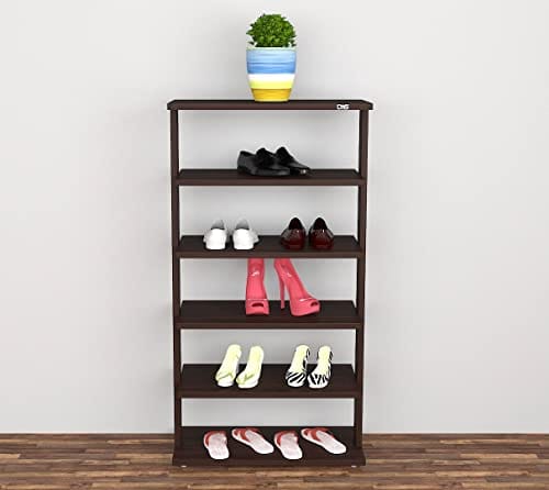 DAS Néstor Engineered Wood 6 Tier Shoe Rack Organizer Flowery Wenge Finish