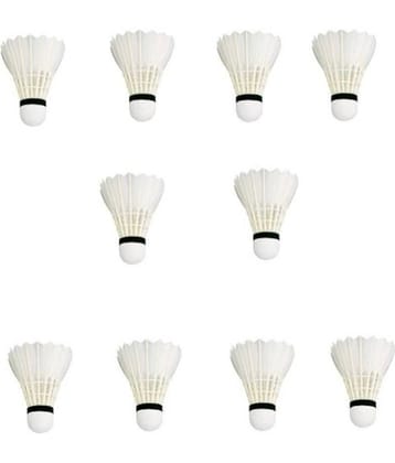 Monika Sports Feather Badminton ShuttleCock Pack of 10 - White