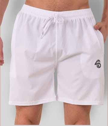 Forbro White Polyester Fitness Shorts Single
