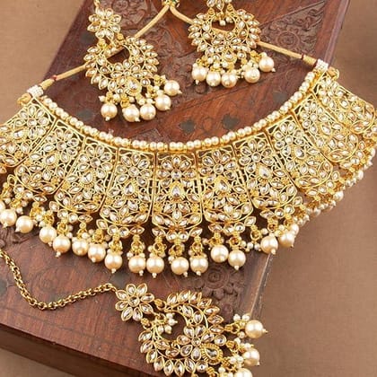 Gold plated Handcrafted Antique Gold Embellished Choker neck