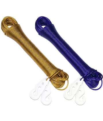 (Set Of 2) PVC Coated Steel Wire Rope for Drying Clothes/Clothesline, Length 20 Meter with 2 Plastic Hooks