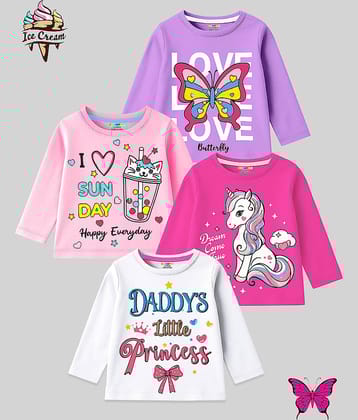 Kuchipoo Pack of 4 Girls Cotton Blend T-Shirt ( Multicolor 7 )