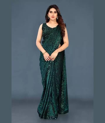Shree Gullak Silk Lycra Printed Saree With Unstitched Blouse Piece ( Olive )