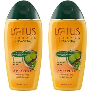Lotus Herbals Kera-Veda Amlapura Shikakai - Amla Herbal Shampoo  Daily Use Shampoo  200Ml ( Pack Of 2 )