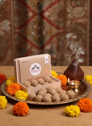 Desi Mitahara's Rice Ladoo - Made with Rice, Jaggery & Cow Ghee - Traditional Indian Sweet - Healthy, Nutritious Snack - 480g Pack - No Artificial Colours - Suitable for All Ages