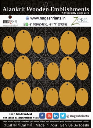 Brand Zero MDF Oval Shape Pendant And Earrings Jewelry Base - Six Sets of Pack of 3 Pcs Set