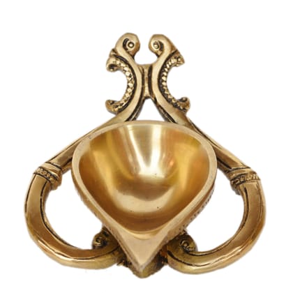 Brass Table Decor Oil Lamp Deepak  - Handmade Brass Diya for Home Temple, Height : 2 Inch (BSMAS1161 A)