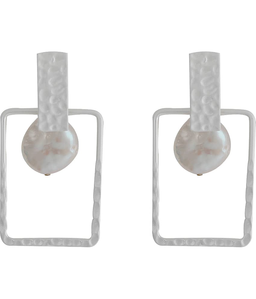 Silver Shine Glamrouse white Colour Shape Blocked Designe Drop Earring For Girls And Women Jewellery