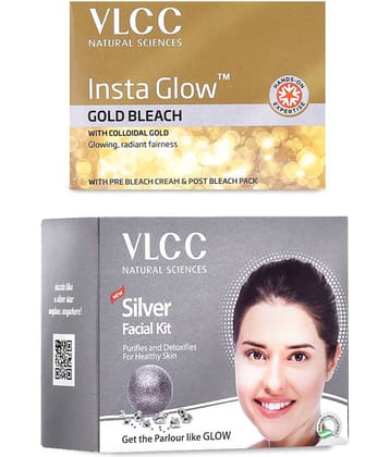 Vlcc Silver Facial Kit ,60G & Instaglowgold Bleach ,30G(Pack Of 2)