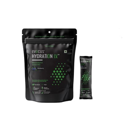 Evocus Hydration IV Electrolyte Drink Mix Powder Pack of 12 | Blueberry | Energy Drink | Instant Hydration