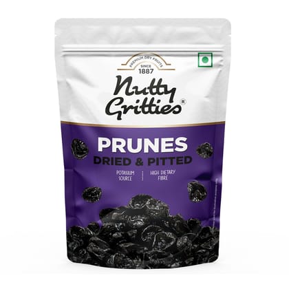 Nutty Gritties California Pitted Prunes | Dried Fruit Plums | Resealable Pouch, 200 gm
