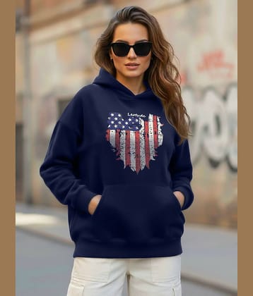 Leotude Women Fleece Hooded Sweatshirt For Light Winters ( Blue )