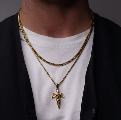 MAKE YOUR OWN SET - PENDANT X CHAIN (GOLD)-Cherub / WHEAT 5MM