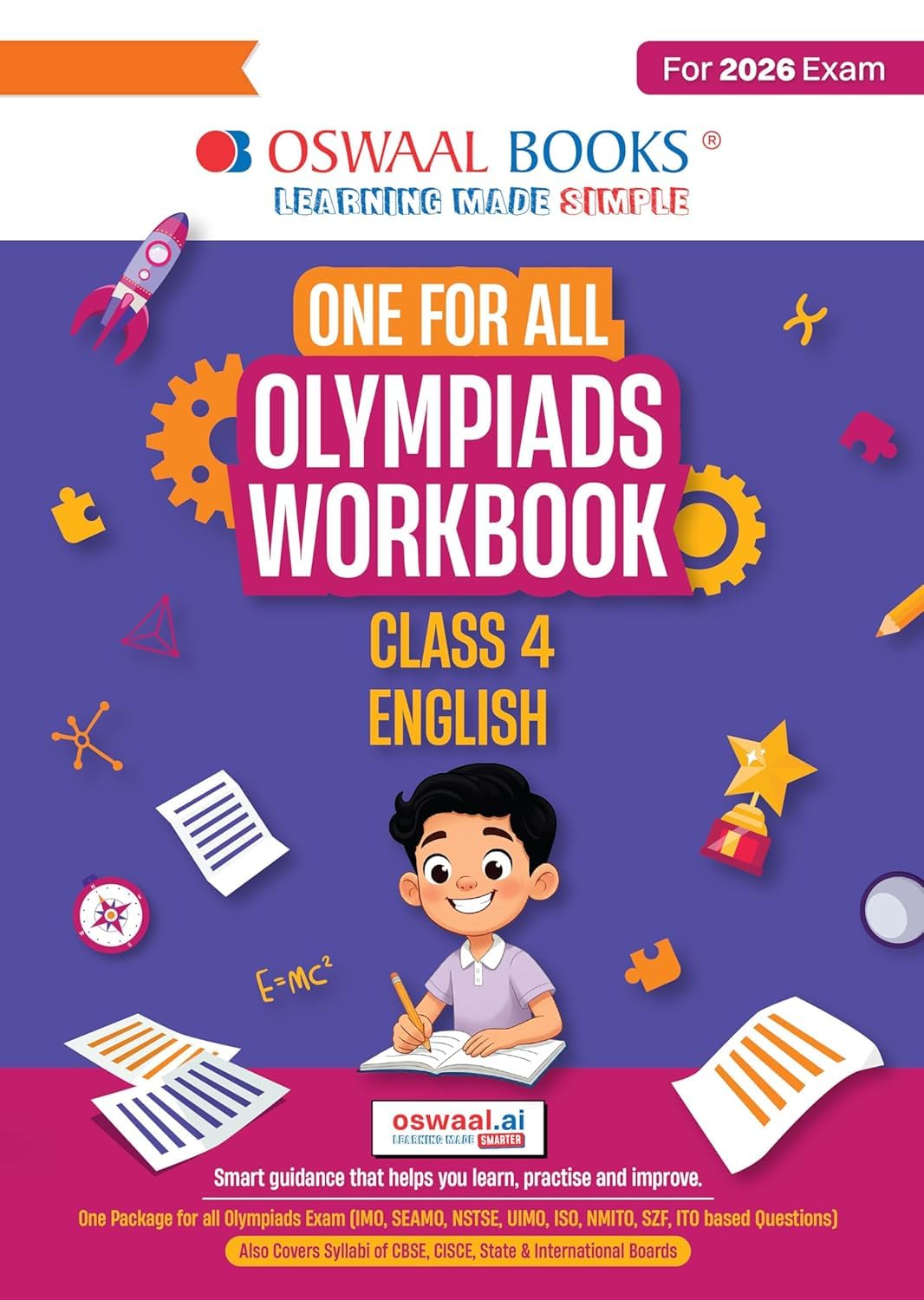 Oswaal One for All Olympiads Workbook Class 4 English For 2026 Exam with support of all questions imo,seamo,ntse,uimo,iso -oswbeng4