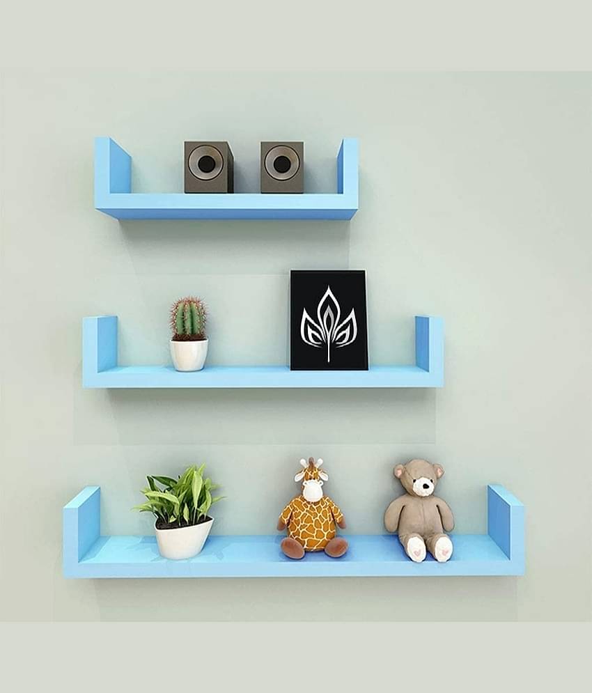 TFS Floating Shelves Blue MDF - Pack of 3