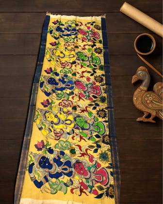 Syaahi Mangalagiri Silk Cool Multi Color Dupatta