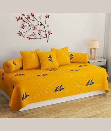 Apala Microfibre Abstract Diwan Set 6 Pcs - Yellow