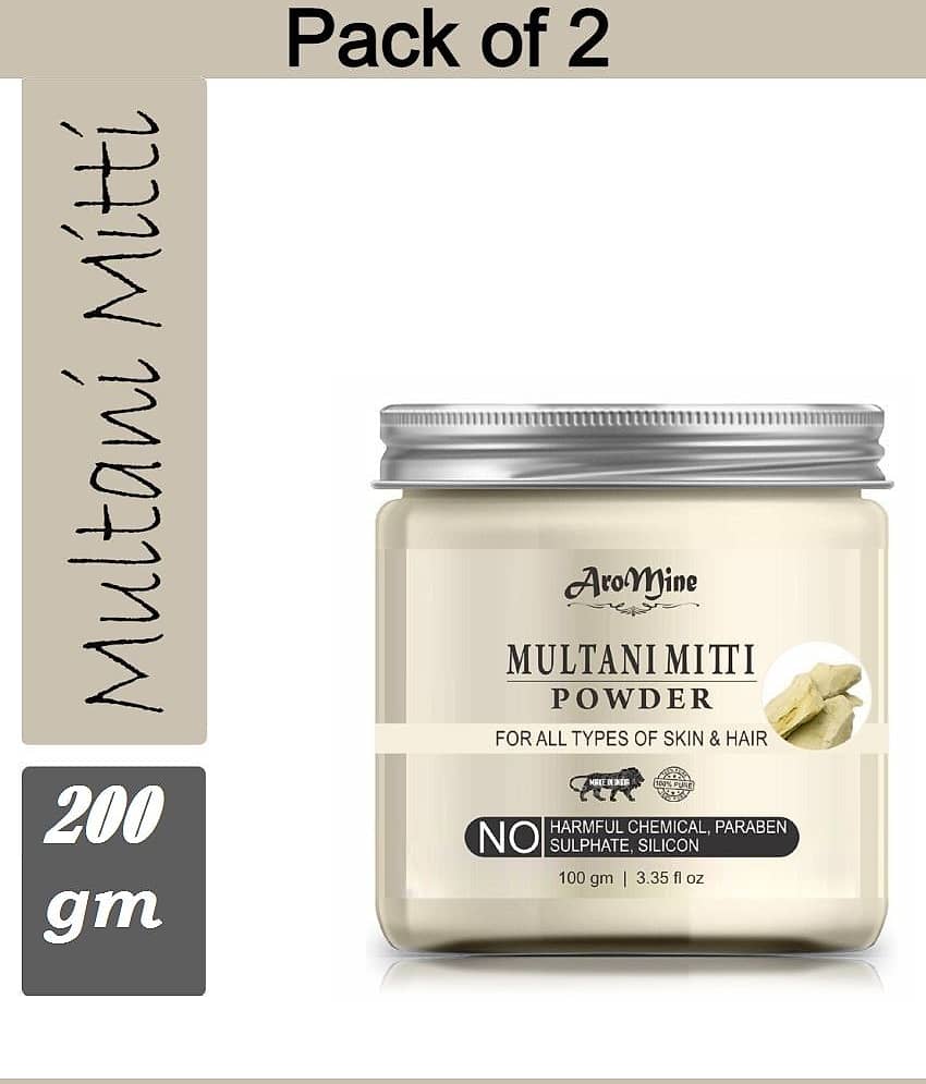 Aromine 100% Pure Multani Mitti Powder (Bentonite clay) For Skin Face Pack (Pack of 2)- 100gm Each