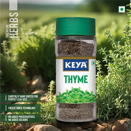Keya Thyme | Freeze Dried | Seasoning for Meats, Soups, Sauces, and Vegetables | Rich in Antioxidants & Supports Respiratory Health | No Artificial Flavours or Colours | 17g