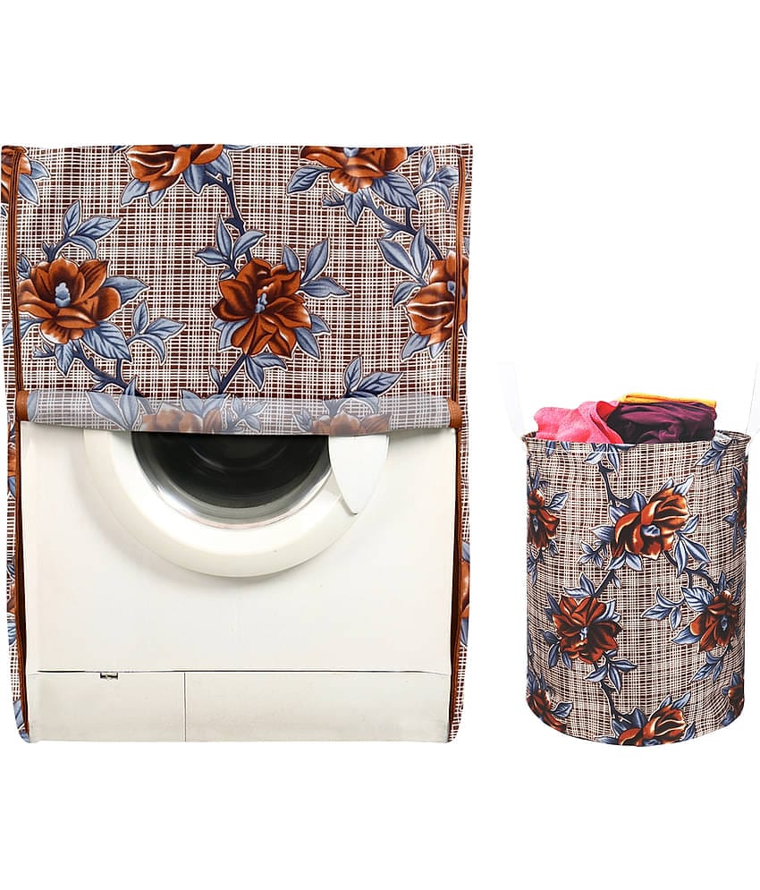 E-Retailer Set of 2 Polyester Brown Washing Machine Cover for Universal 8 kg Front Load