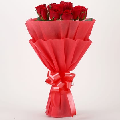 Vivid 10 Red Roses Bouquet