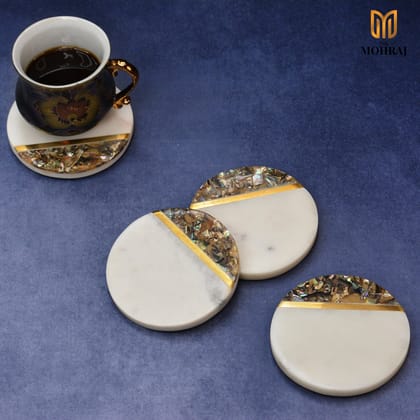 The Mohraj Abalone Shell Marble Coasters Set of 4