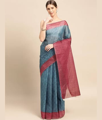 SHANVIKA Cotton Printed Saree Without Blouse Piece ( Blue )