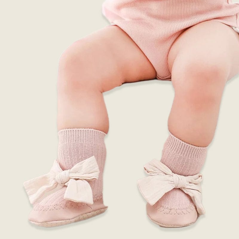 Bow Baby Sock Shoes-0-6 months- S / Korean Pink