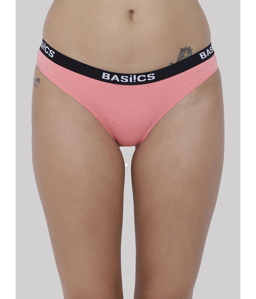 BASIICS By La Intimo Cotton Lycra Solid Women's Bikini ( Coral ) BCPBR08