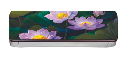 DreamKraft Beautiful Purple Flowers Green Leaves AC Sticker (Multicolor PVC Vinyl, 30cm X 91cm)