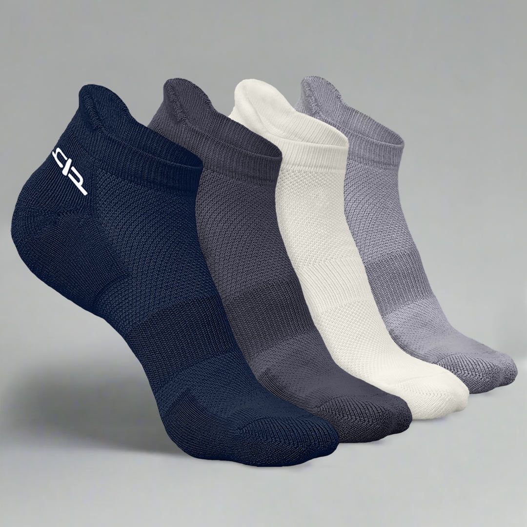 Heelium Bamboo Men Ankle Socks - 4 Pairs-Light Grey | Dark Grey | Off White | Navy Blue