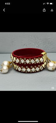 Handmade Colorful Kundan Thread Kada  Set of 2  | Traditional Ethnic Bangles with Pearl Tassels | Festive & Wedding Jewelry for Women and Girls