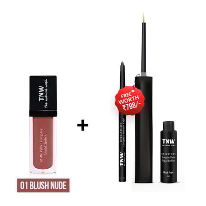 BUY LIQUID LIPSTICK, GET KAJAL + EYELINER  FREE-01-blush-nude