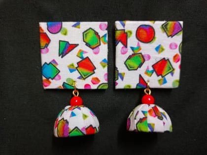 Vibrant Geometric Fabric Earrings - Lightweight Boho Jewelry Set